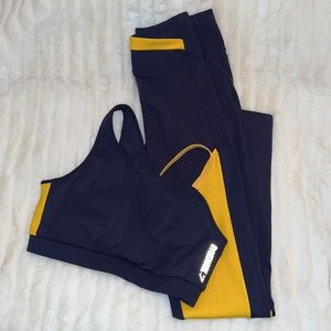 BOTH GYMSHARK crop top and leggings matching set! 💛💙